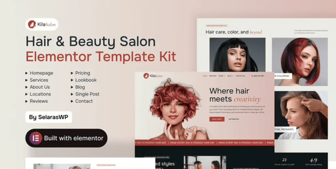 KilaSalon – Hair and Beauty Salon Elementor Template Kit