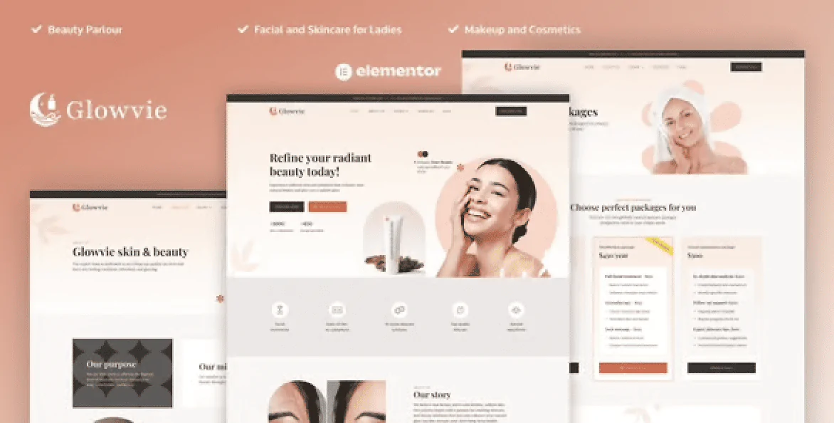 Glowvie – Beauty and Skincare Elementor Pro Template Kit